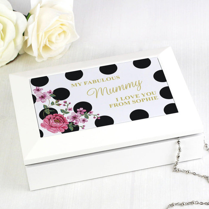 Personalised Floral Dot Jewellery Box - Myhappymoments.co.uk