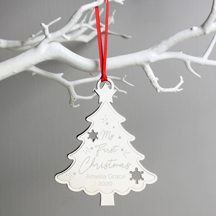 Personalised My First Christmas Metal Tree Decoration