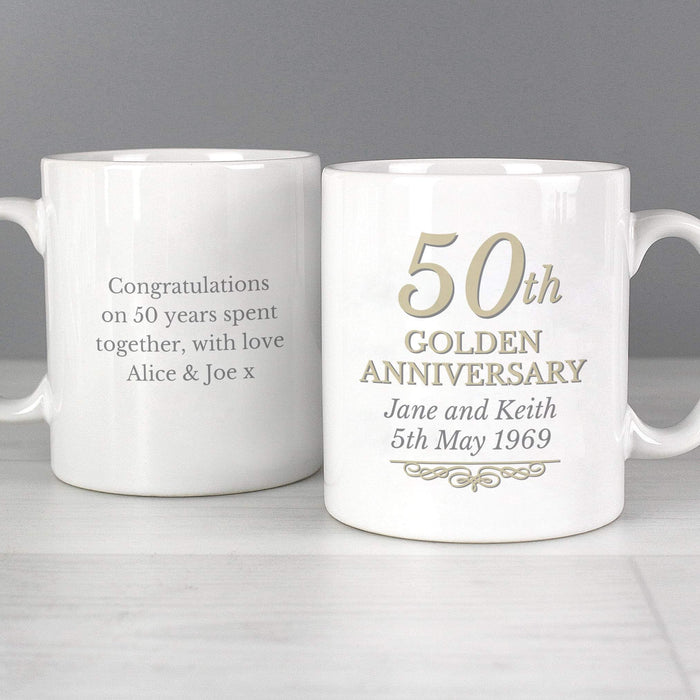 Personalised 50th Golden Anniversary Mug Set