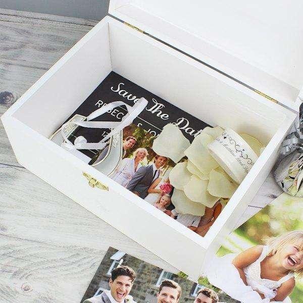 Personalised Rustic Heart White Wooden Keepsake Box - Myhappymoments.co.uk