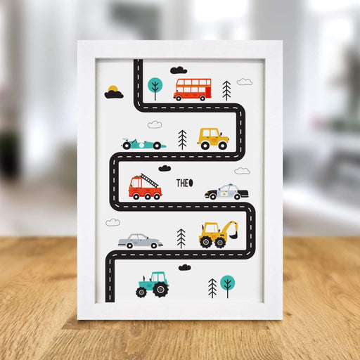 Personalised Kids Little Car A3 Framed Print