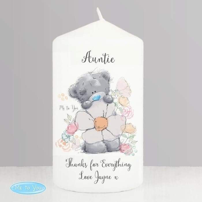 Personalised Me to You Floral Pillar Candle - Myhappymoments.co.uk