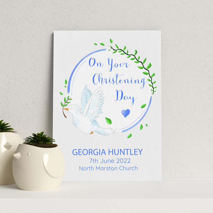 Personalised On Your Christening Day Dove Print