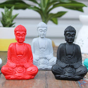 Set Of 6 Matt Mini Buddha Figures (Assorted Colours)