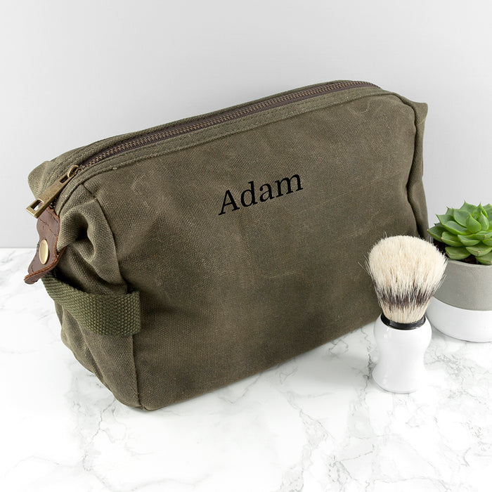 Personalised Men’s Waxed Wash Bag