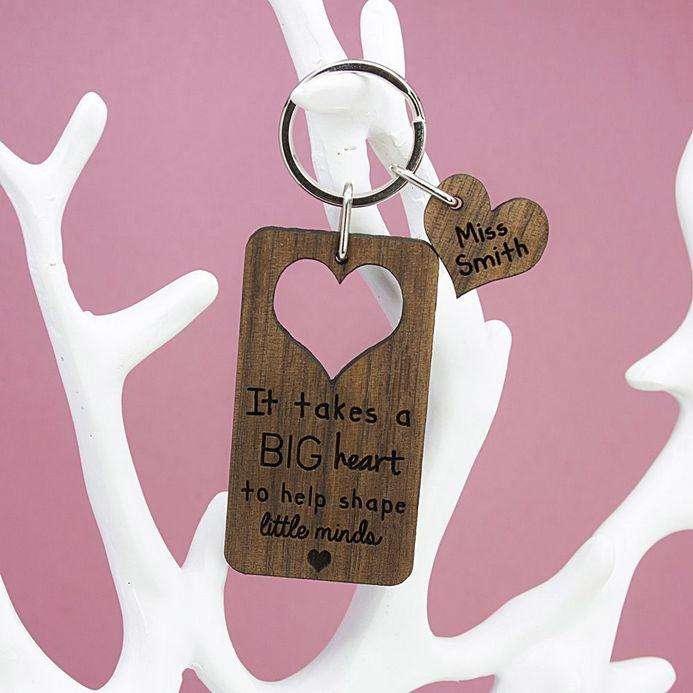 It Takes A Big Heart To Shape Little Minds Keyring - Myhappymoments.co.uk