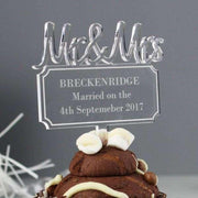 Personalised Mr & Mrs Plaque Acrylic Cake Topper - Myhappymoments.co.uk