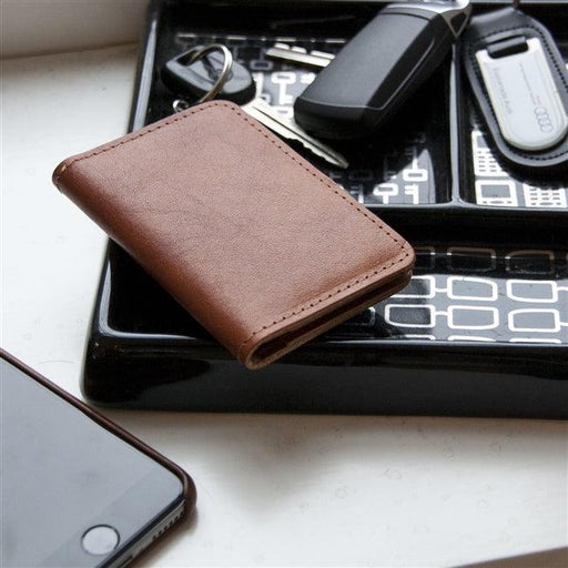 Personalised Tan Hide Leather Slim Card Wallet