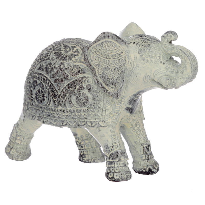 Thai Brushed White Elephant Feng Shui Symbol Figurine