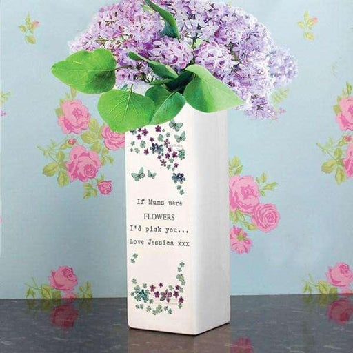 Personalised Forget Me Not Square Vase - Myhappymoments.co.uk