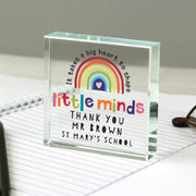Personalised Shape Little Minds Teacher Glass Gift Plaque