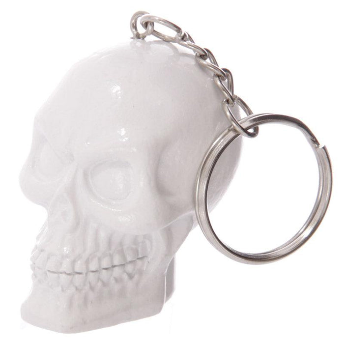 White Skull Keyring