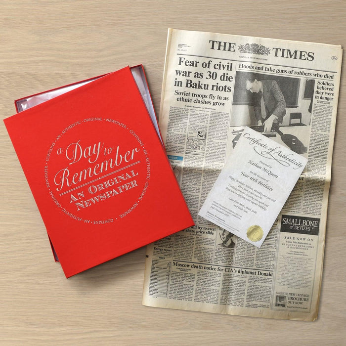 Original Newspaper From A Date Of Your Choice & Gift Box