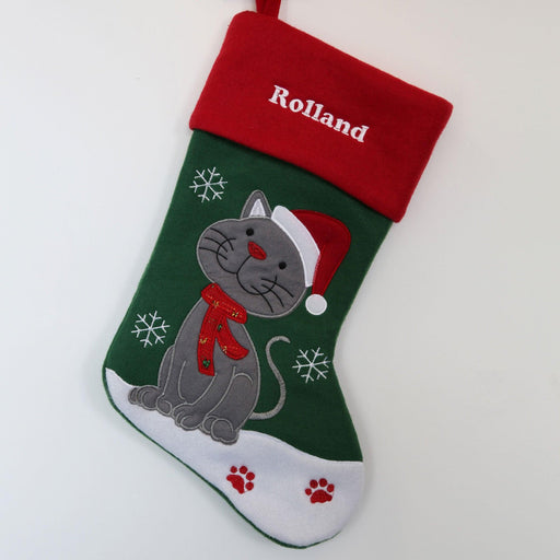 Personalised Embroidered Pet Cat Christmas Stocking