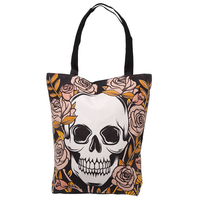 Skulls & Roses Cotton Zip Up Shopping Bag