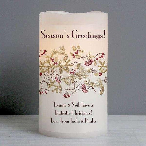 Personalised Christmas Floral LED Candle - Myhappymoments.co.uk