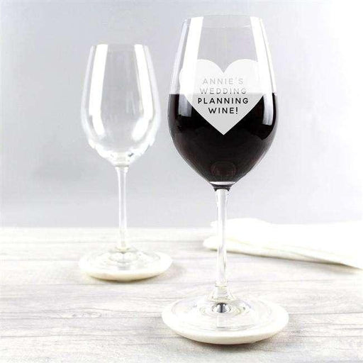 Personalised Etched Heart Wine Glass - Myhappymoments.co.uk