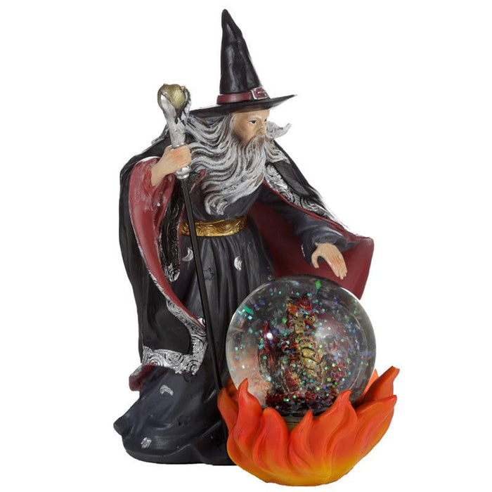 Spirit of the Sorcerer - Fire Dragon Wizard Snow Globe Waterball Figurine
