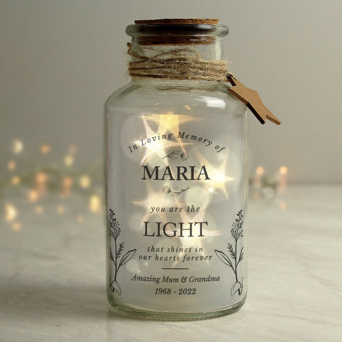 Personalised In Loving Memory LED Glass Jar | Memorial Candle