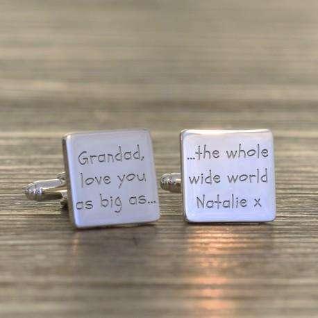 Personalised Grandad, Love You Engraved Cufflinks - Myhappymoments.co.uk