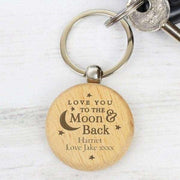 Personalised Love You To Moon & Back Valentines Day Keyring