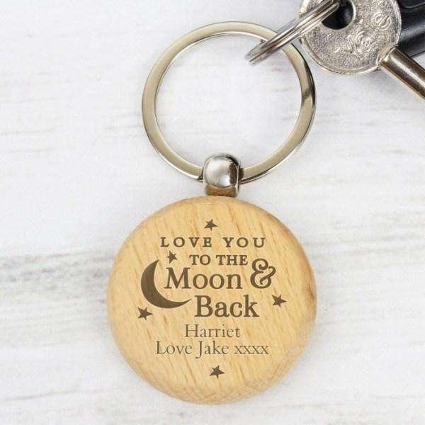 Personalised Love You To Moon & Back Valentines Day Keyring