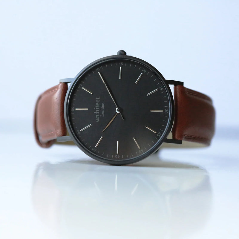 Handwriting Engraving Men's Minimalist Watch With Walnut Strap