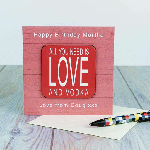 Personalised All You Need Is Love And.. Coaster Card - Myhappymoments.co.uk