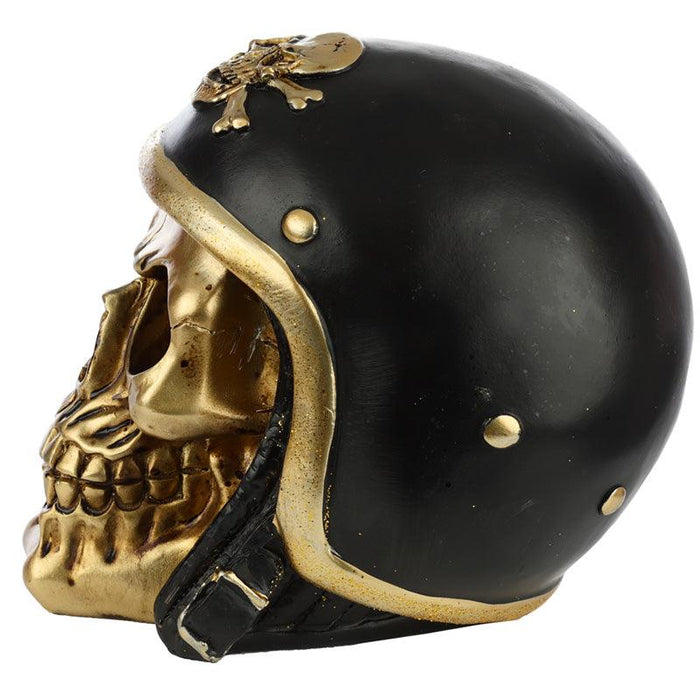 Gold Skull in Biker Helmet Ornament