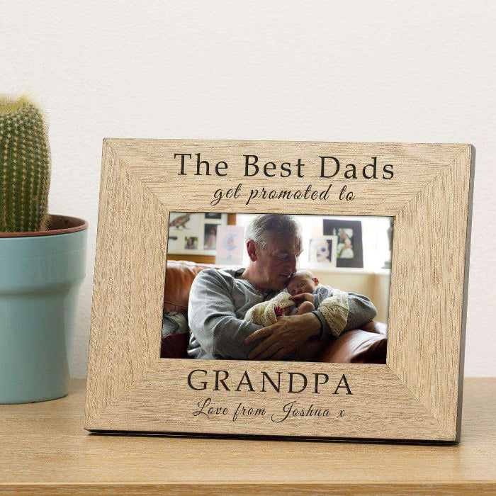 Engraved The Best Dads Get Promoted To Grandad Photo Frame
