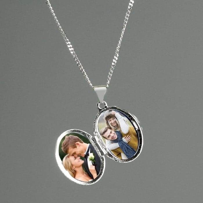 Personalised Sterling Silver Oval Locket Necklace - Myhappymoments.co.uk