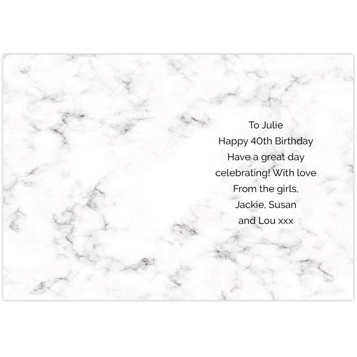 Personalised Marble and Rose Gold Birthday Age Card - www.pukkagifts.uk
