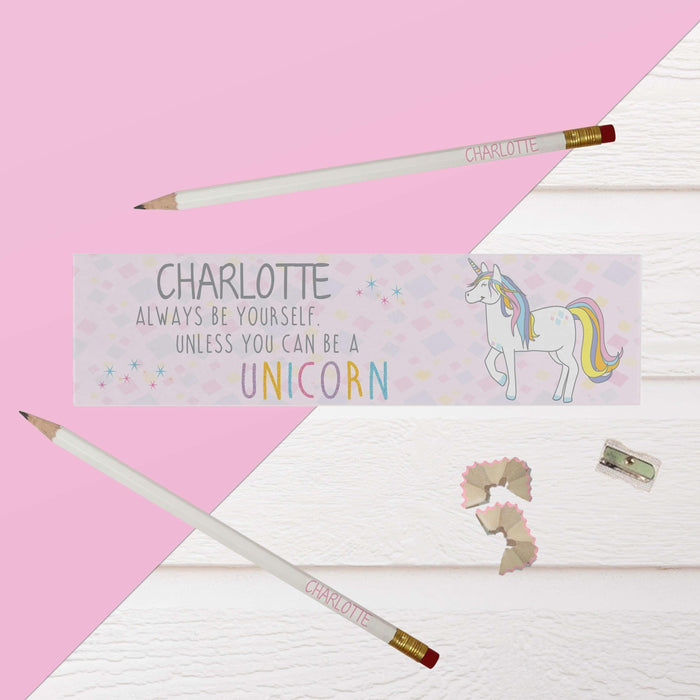 Personalised Always Be A Yourself Unless You Can Be A Unicorn Pencil Box & Pencils - Myhappymoments.co.uk
