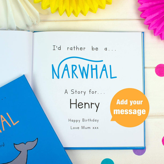 Personalised I’d Rather Be A Narwhal Story Book