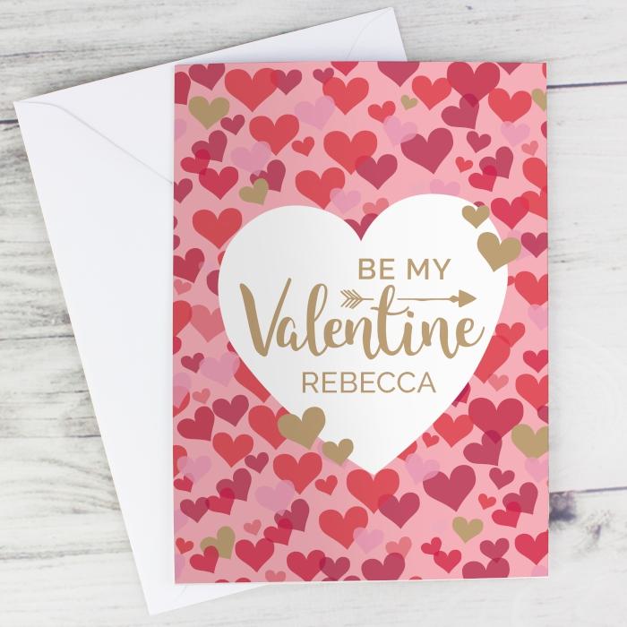 Personalised Be My Valentine Confetti Hearts Card - Myhappymoments.co.uk