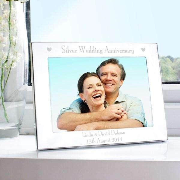 Personalised Silver 7x5 Silver Anniversary Landscape Photo Frame - Myhappymoments.co.uk