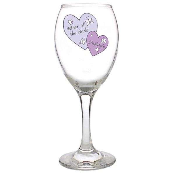 Personalised Butterfly Hearts Wedding Wine Glass - Myhappymoments.co.uk