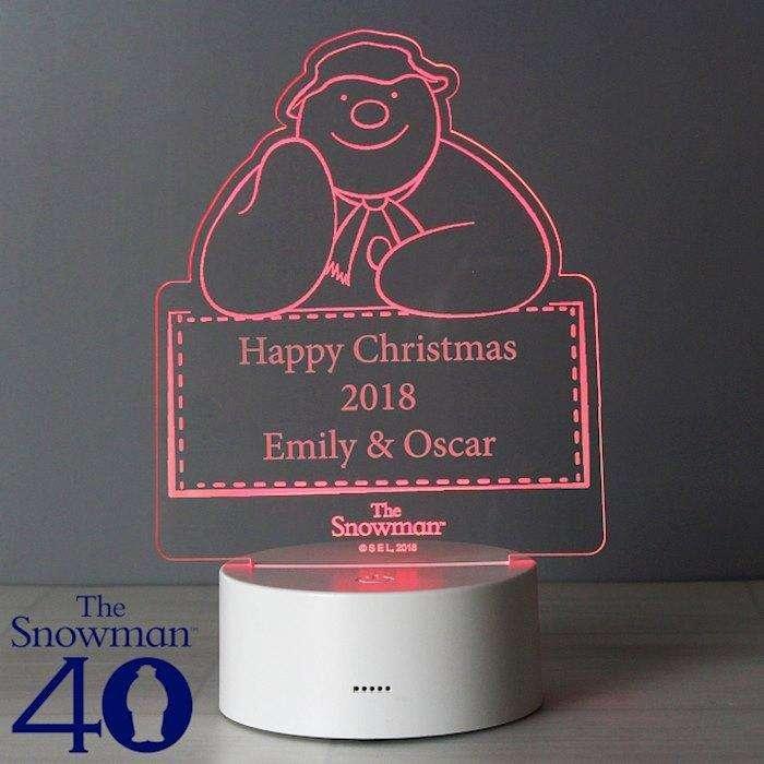 Personalised The Snowman LED Colour Changing Decoration Night Light - Myhappymoments.co.uk
