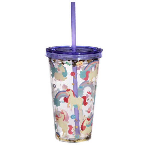 Unicorn Double Walled Reusable Cup with Straw