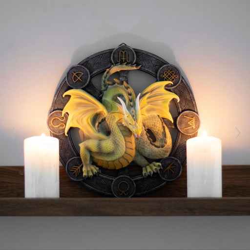 Mabon Dragon Resin Wall Plaque by Anne Stokes