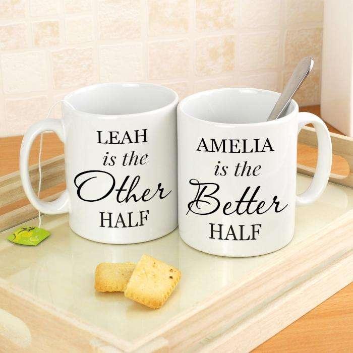 Personalised Other Half and Better Half Mug Set - Myhappymoments.co.uk