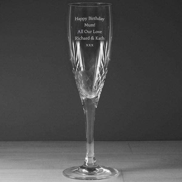 Personalised Cut Crystal Champagne Flute Glass - Myhappymoments.co.uk