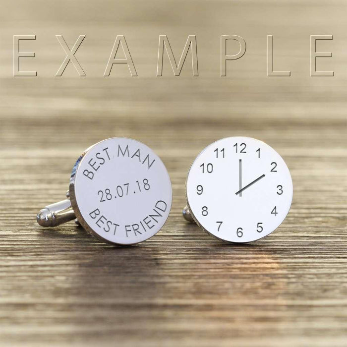 Engraved Special Time Clock Message Cufflinks
