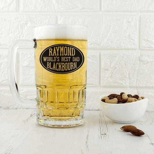 Personalised World's Best Dad Glass Tankard Beer - Myhappymoments.co.uk