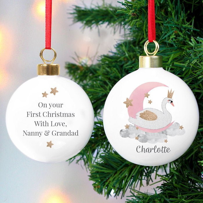 Personalised Swan Lake Bauble from Pukkagifts.uk