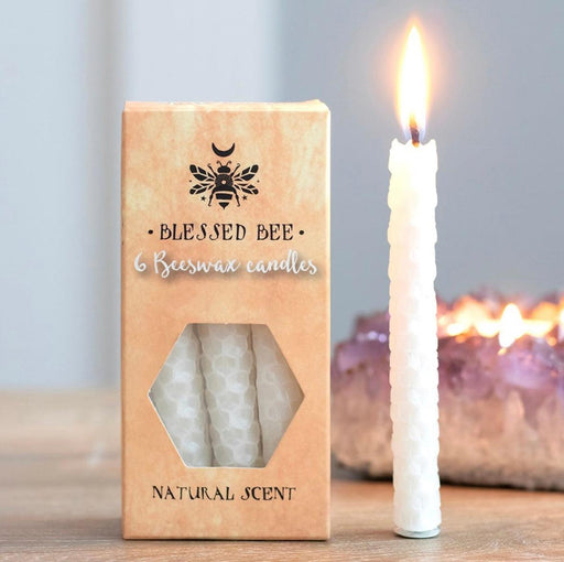 Pack of 6 White Beeswax Spell Candles
