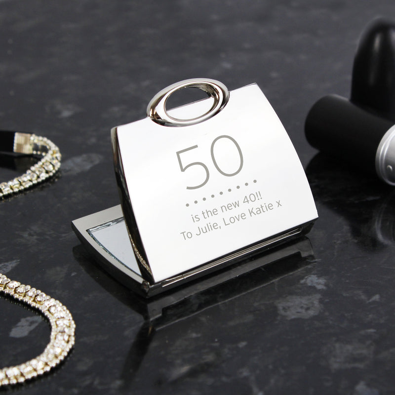 Engraved Birthday Age Handbag Compact Mirror