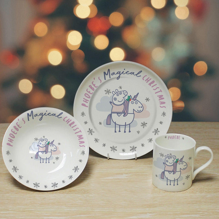 Personalised Peppa Pig Magical Christmas Breakfast Set