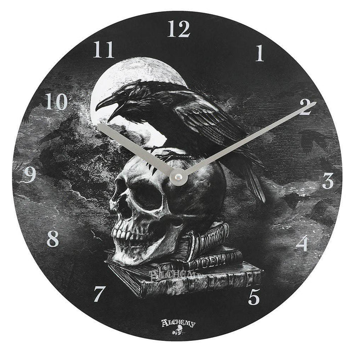 Alchemy Poe's Raven Skull Clock