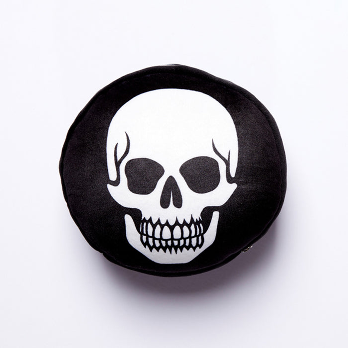 Relaxeazzz Lazy Bones Skull Round Plush Travel Pillow & Eye Mask